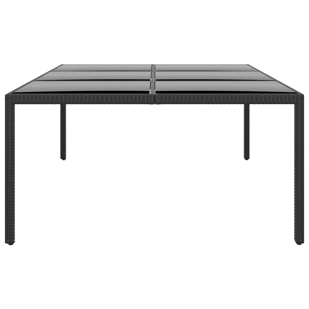 Gartentisch 200x150x75 cm Hartglas und Poly Rattan Schwarz